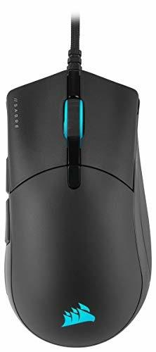 Corsair SABRE RGB PRO CHAMPION SERIES Mouse Gaming Forma Ergonomica per Giocatori di eSports, Leggero un Peso di Solo 74 g, Cavo Paracord Flessibile, Tasti CORSAIR QUICKSTRIKE con gap nullo, Nero