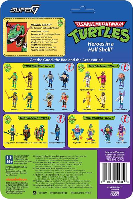Tartarughe Ninja Reaction Action Figura Mondo Gecko Wave 4 10 Cm Super7 - 5