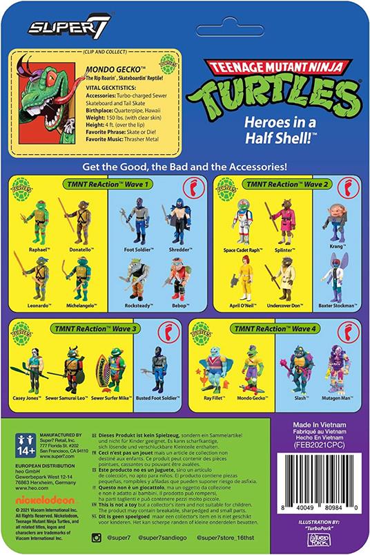 Tartarughe Ninja Reaction Action Figura Mondo Gecko Wave 4 10 Cm Super7 - 5