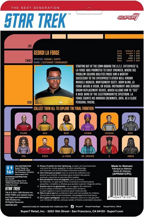 Star Trek: The Next Generation Reaction Action Figura Wave 2 Lt. Commander La Forge 10 Cm Super7 - 3