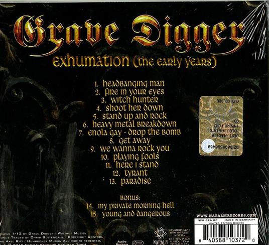 Exhumanation. The Early Years - CD Audio di Grave Digger - 2