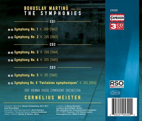 Sinfonie complete - CD Audio di Bohuslav Martinu,Radio Symphony Orchestra Vienna,Cornelius Meister - 2