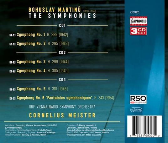 Sinfonie complete - CD Audio di Bohuslav Martinu,Radio Symphony Orchestra Vienna,Cornelius Meister - 2