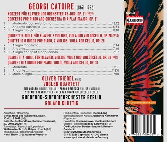 Piano Concerto Op.21 - CD Audio di Georgy Lvovich Catoire - 2