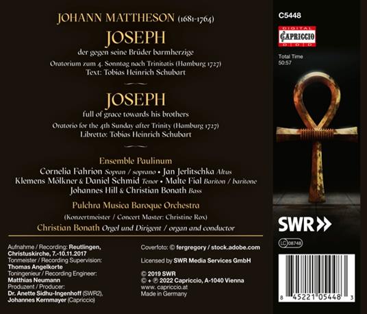 Joseph. Oratorio 1727 - CD Audio di Johannes Mattheson - 2
