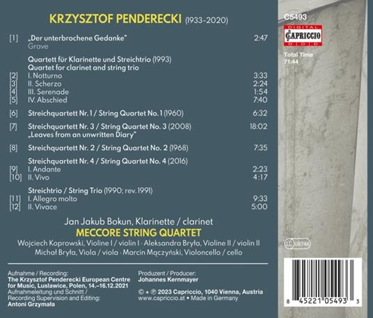 String Quartets - Clarinet Quartet - String Trio - CD Audio di Krzysztof Penderecki - 2