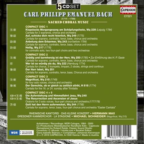 Musica sacra per coro - CD Audio di Carl Philipp Emanuel Bach - 2