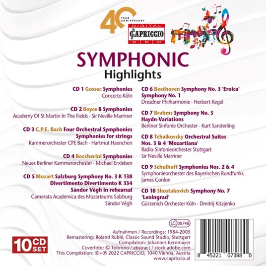 Symphonic Highlights For Capriccio's 40 Year Anniversary (10 Cd) - CD Audio - 2