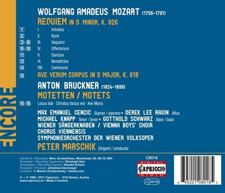 Requiem - Ave Verum - Mottetti - CD Audio di Anton Bruckner,Wolfgang Amadeus Mozart - 2