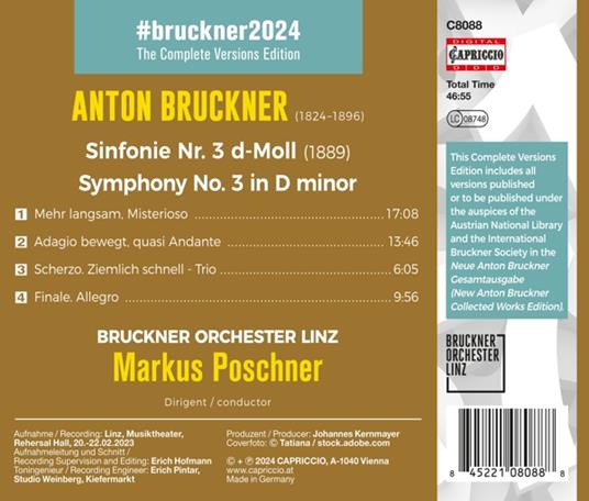 Sinfonie Nr. 3 D-Moll (1889) - CD Audio di Anton Bruckner - 2