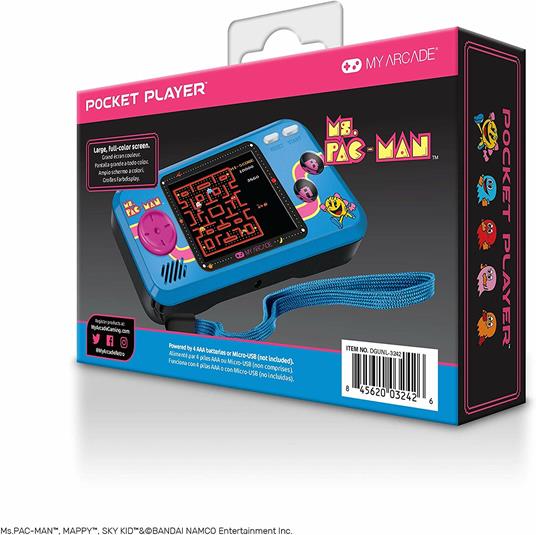 My Arcade Ms. Pac-Man console da gioco portatile Nero, Blu 6,98 cm (2.75") - 8
