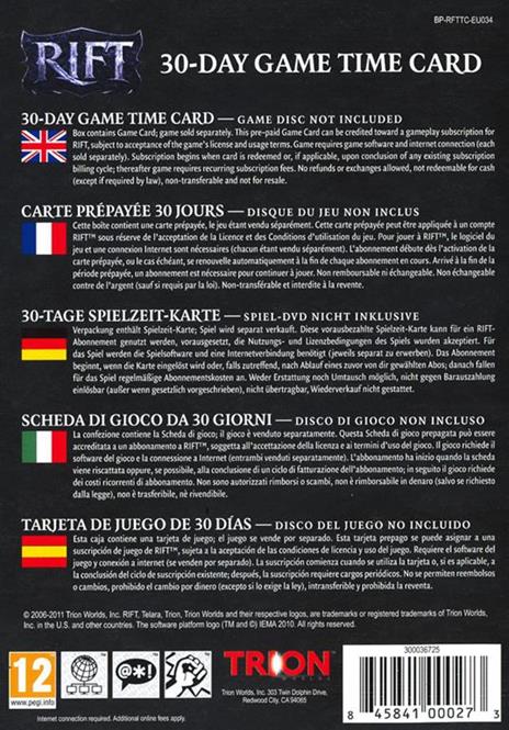 Rift Game Time Card 30gg - 2
