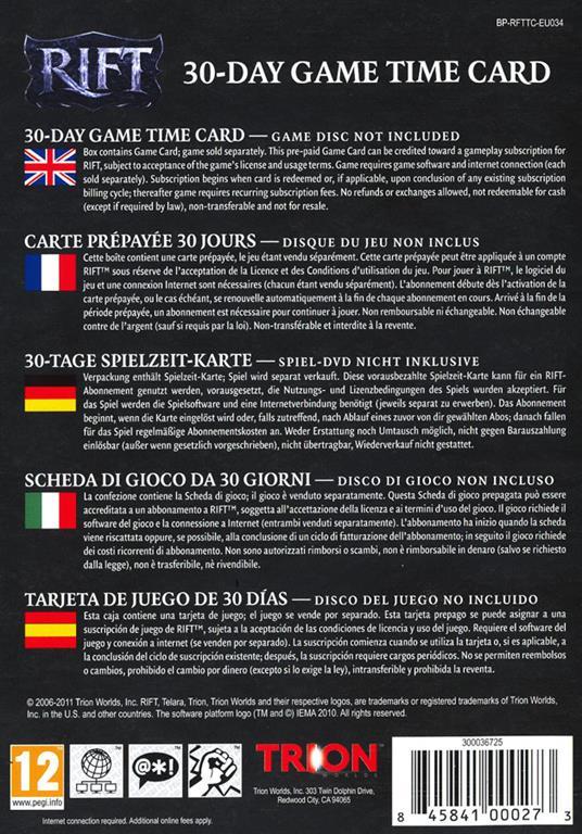 Rift Game Time Card 30gg - 2