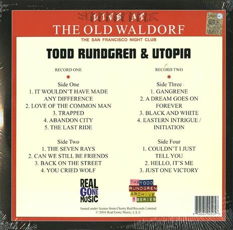 Live at the Old Waldorf - Vinile LP di Todd Rundgren's Utopia - 2
