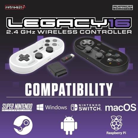 Controller wireless - RetroBit Legacy 16 grigio - Switch, PC, Steam, Raspberry Pi, SNES, Android - 3