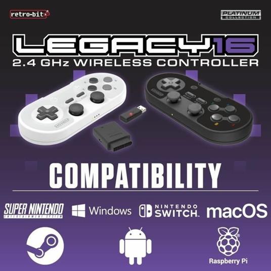Controller wireless - RetroBit Legacy 16 grigio - Switch, PC, Steam, Raspberry Pi, SNES, Android - 3