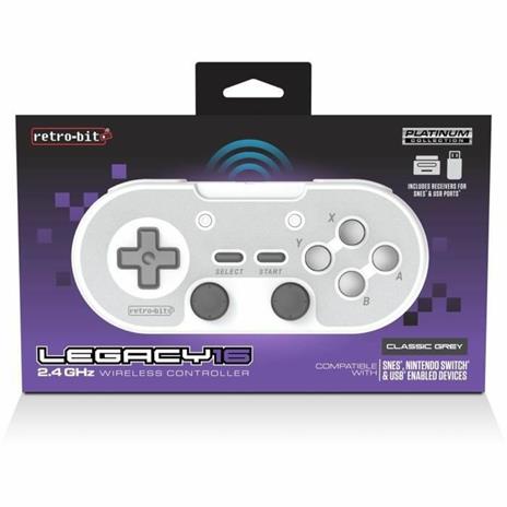 Controller wireless - RetroBit Legacy 16 grigio - Switch, PC, Steam, Raspberry Pi, SNES, Android - 5