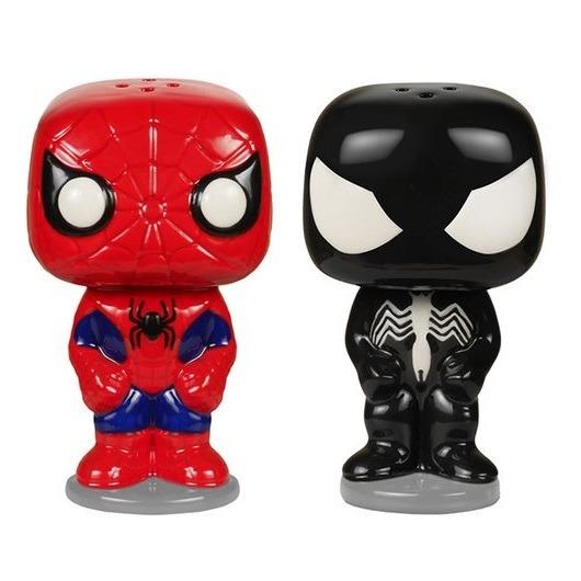 Funko POP! Homeware. Marvel Spider-Man + Black Suit Spider-Man Salt & Pepper Shaker Set. 2