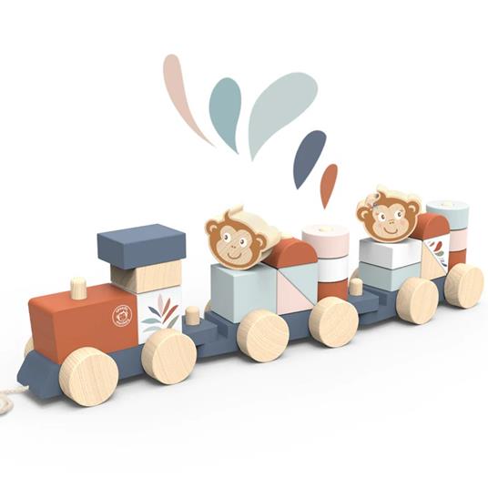 Trenino Di Legno Con Pezzi Impilabile Speedy Monkey 1004