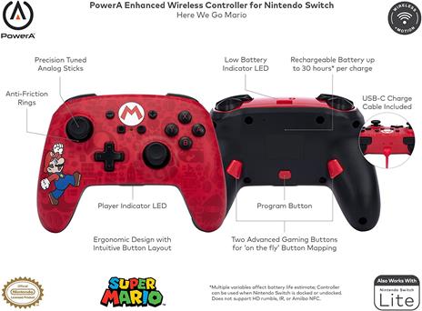 PowerA 1525741-01 periferica di gioco Nero, Rosso Bluetooth/USB Gamepad Analogico Nintendo Switch - 2
