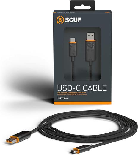 SCUF Cavo Intrecciato USB-C – USB Type C da 3.6 Metri per la Connessione e la Carica dei Controller per Xbox, dei Controller per PS5 e Smartphone, Nero