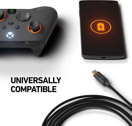 SCUF Cavo Intrecciato USB-C – USB Type C da 3.6 Metri per la Connessione e la Carica dei Controller per Xbox, dei Controller per PS5 e Smartphone, Nero - 2