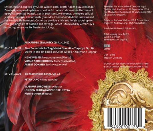 A Florentine Tragedy-Six Masterlinck Songs - CD Audio di Alexander Von Zemlinsky - 2
