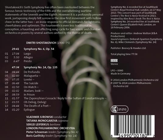 Sinfonia n.6 & 14 - CD Audio di Dmitri Shostakovich - 2