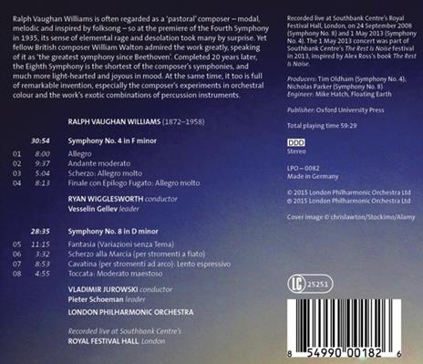Sinfonia n.4 & 8 - CD Audio di Ralph Vaughan Williams - 2