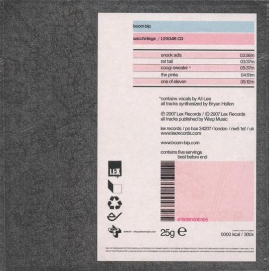 Sacchrilege Ep - CD Audio Singolo di Boom Bip - 2