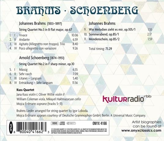 Quartetti per archi - CD Audio di Johannes Brahms,Arnold Schönberg - 2