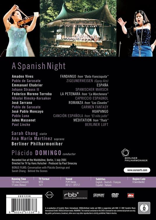 Placido Domingo. Placido Domingo Conducts a Spanish Night (DVD) - DVD di Placido Domingo,Ana Maria Martinez,Sarah Chang,Berliner Philharmoniker - 2