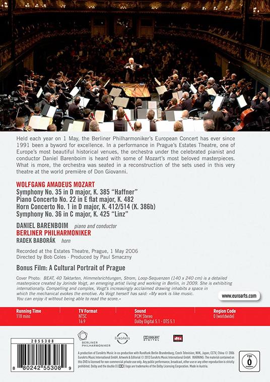Europa-Konzert 2006 From Prague (DVD) - DVD di Wolfgang Amadeus Mozart,Berliner Philharmoniker,Radek Baborak,Daniel Barenboim - 2
