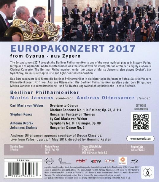 EuropaKonzert 2017 from Cyprus (Blu-ray) - Blu-ray di Mariss Jansons,Berliner Philharmoniker,Andreas Ottensamer - 2