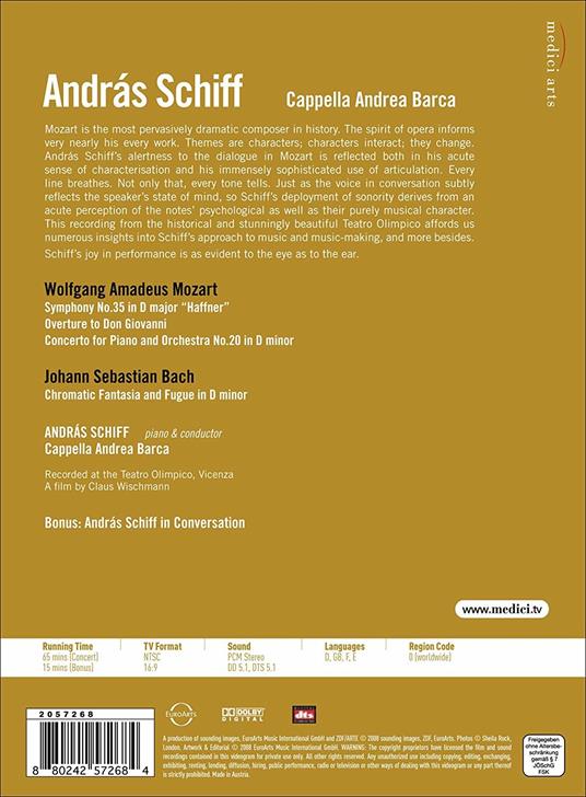 Wolfgang Amadeus Mozart. Sinfonia n.35 \Haffner\", Concerto per pianoforte n.20" (DVD) - DVD di Wolfgang Amadeus Mozart - 2