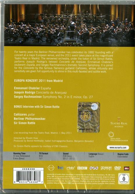 Europa Konzert from Madrid 2011 (DVD) - DVD di Berliner Philharmoniker,Simon Rattle,Juan Manuel Cañizares - 2