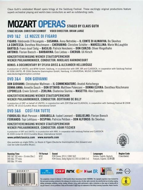 Le nozze di Figaro - Don Giovanni - Così fan tutte (6 DVD) - DVD di Wolfgang Amadeus Mozart,Anna Netrebko,Nikolaus Harnoncourt - 2