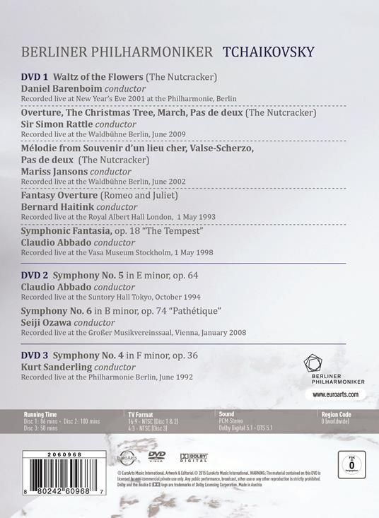 The Tchaikovsky Edition (3 DVD) - DVD di Pyotr Ilyich Tchaikovsky,Claudio Abbado,Daniel Barenboim,Berliner Philharmoniker - 2