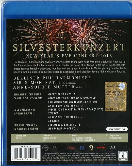 Silvesterkonzert. New Year?s Eve Concert 2015 (Blu-ray) - Blu-ray di Anne-Sophie Mutter,Berliner Philharmoniker,Simon Rattle - 2