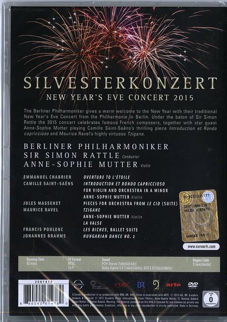 Silvesterkonzert. New Year?s Eve Concert 2015 (DVD) - DVD di Anne-Sophie Mutter,Berliner Philharmoniker,Simon Rattle - 2