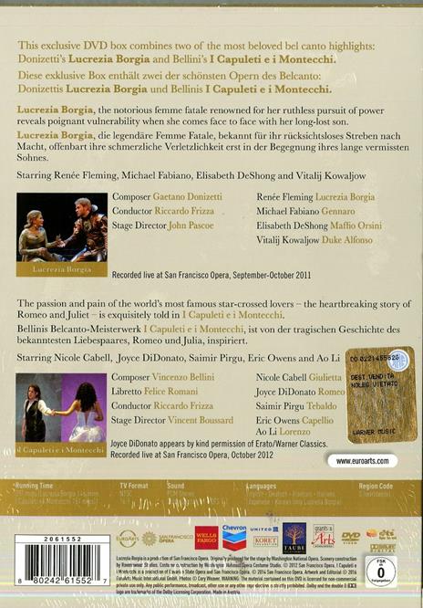 Belcanto operas. San Francisco Opera (DVD) - DVD di Vincenzo Bellini,Gaetano Donizetti,Renée Fleming,Michael Fabiano - 2