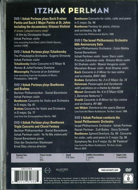 Itzhak Perlman Anniversary Box (6 DVD) - DVD di Itzhak Perlman - 2