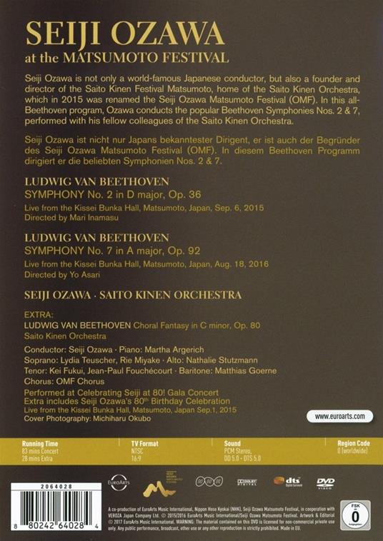 Matsumoto Festival. Sinfonie n.2, n.7 (DVD) - DVD di Ludwig van Beethoven,Seiji Ozawa,Saito Kinen Orchestra - 2