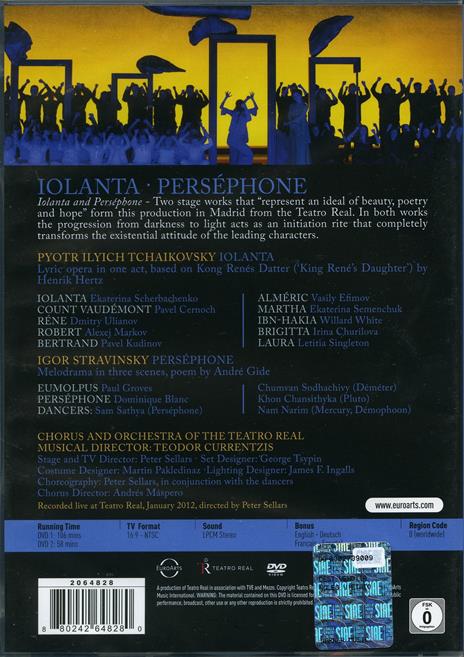 Iolanta / Persephone (2 DVD) - DVD di Igor Stravinsky,Paul Groves,Ekaterina Scherbachenko,Teodor Currentzis - 2