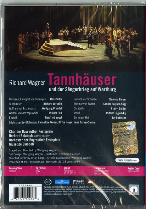 Richard Wagner. Tannhauser (2 DVD) - DVD di Richard Wagner,Giuseppe Sinopoli - 2
