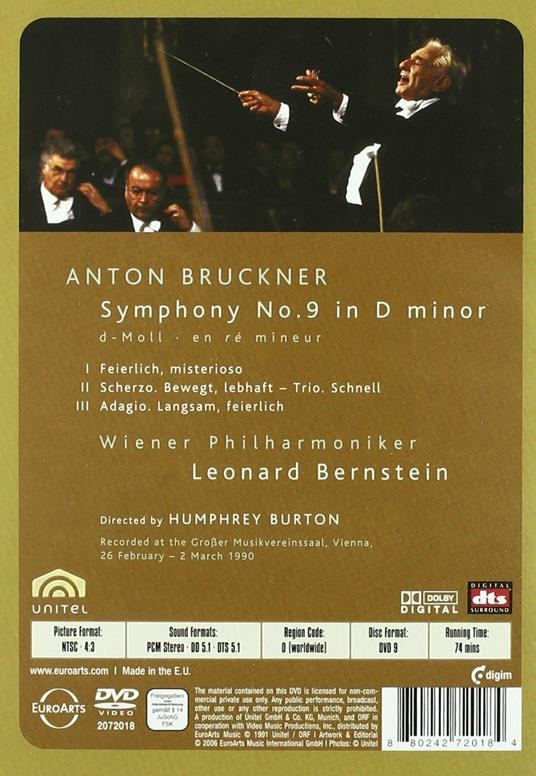 Bruckner. Sinfonia n.9. Leonard Bernstein (DVD) - DVD di Leonard Bernstein,Anton Bruckner,Wiener Philharmoniker - 2