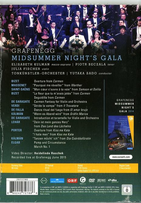 Grafenegg Sommer Nachts Gala 2014. Midsummer Night's Gala (DVD) - DVD di Yutaka Sado,Julia Fischer,Elisabeth Kulman,Piotr Beczala - 2