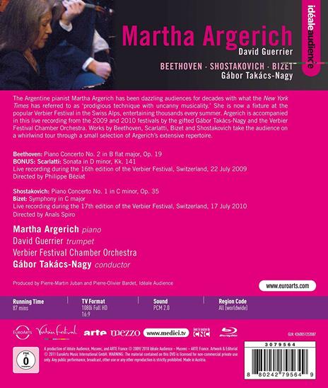 Martha Argerich Live At Verbier Festival (Blu-ray) - Blu-ray di Martha Argerich,David Guerrier - 2