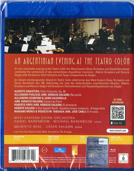 A Tango Evening at the Teatro Colón (Blu-ray) - Blu-ray di West-Eastern Divan Orchestra,Michael Barenboim,Daniel Barenboim - 2