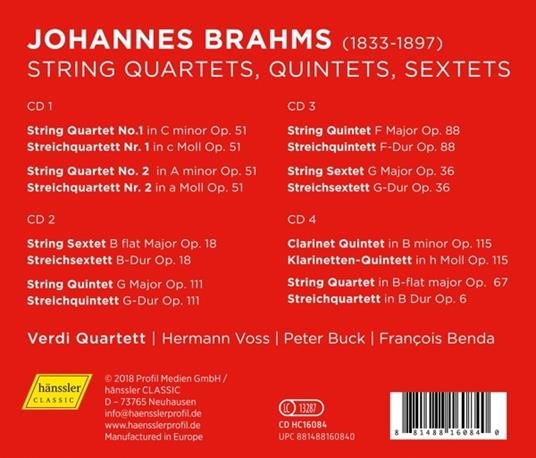 Quartetti quintetti sestetti per archi completi - CD Audio di Johannes Brahms,Verdi Quartett - 2